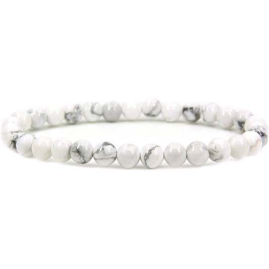 Howlite Natural Stone Crystal Bead Bracelet (6mm)