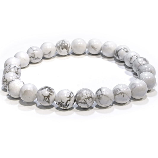 Howlite Natural Stone Crystal Bead Bracelet (8mm)