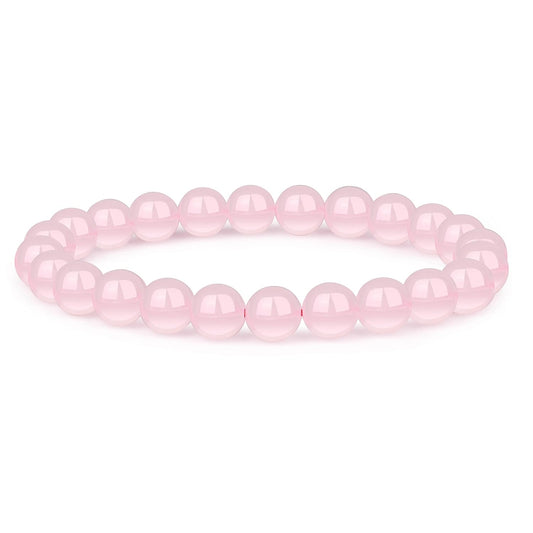 Rose Quartz Natural Stone Crystal Bead Bracelet (8mm)